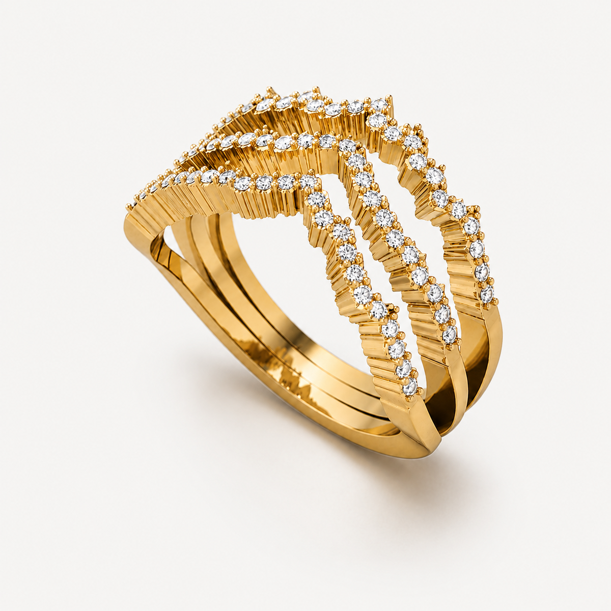 Ridge Pavé Stack Rings