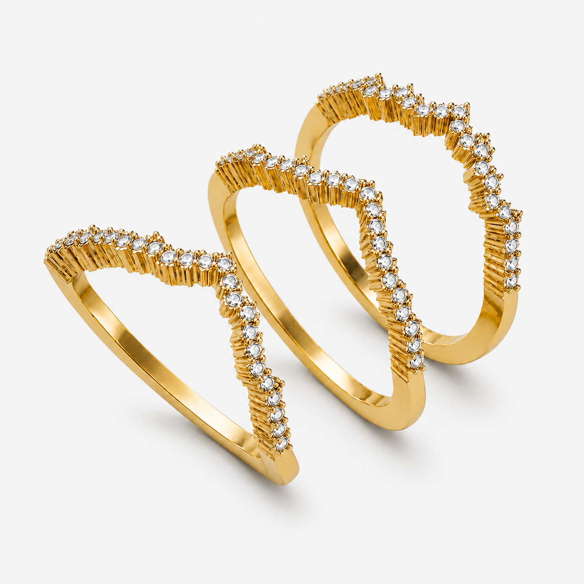 Ridge Pavé Stack Rings