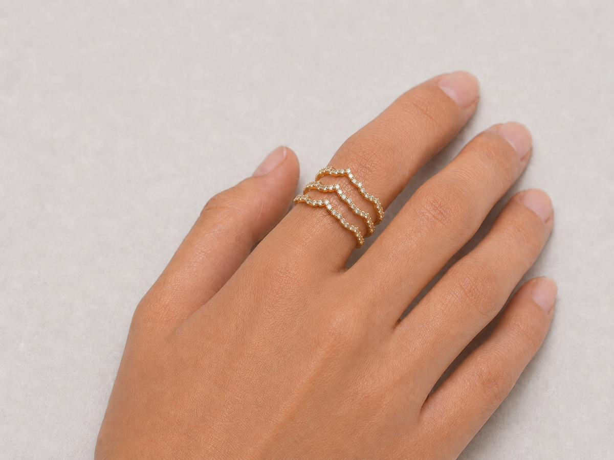 Ridge Pavé Stack Rings